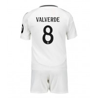 Real Madrid Federico Valverde #8 Koti Peliasu Lasten 2024-25 Lyhythihainen (+ Lyhyet housut)